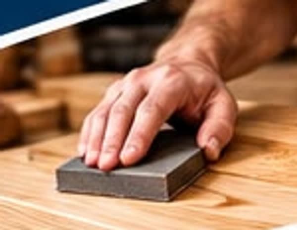 Sanding and finishing a timber worktop by hand